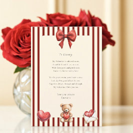 Sweet Teddy Bear Valentine Love Letter Poem card Einladung