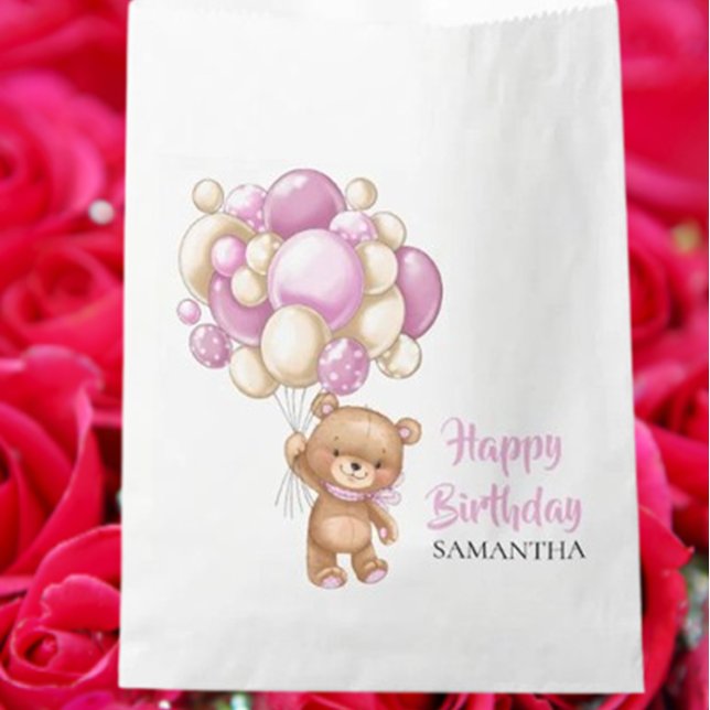 Sweet Teddy Girl Geschenktütchen (Wishing you and your family an amazing birthday party)