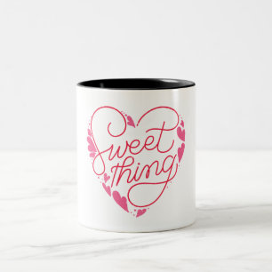 Sweet thing Red Pink Niedlich Lettering Valentine Zweifarbige Tasse