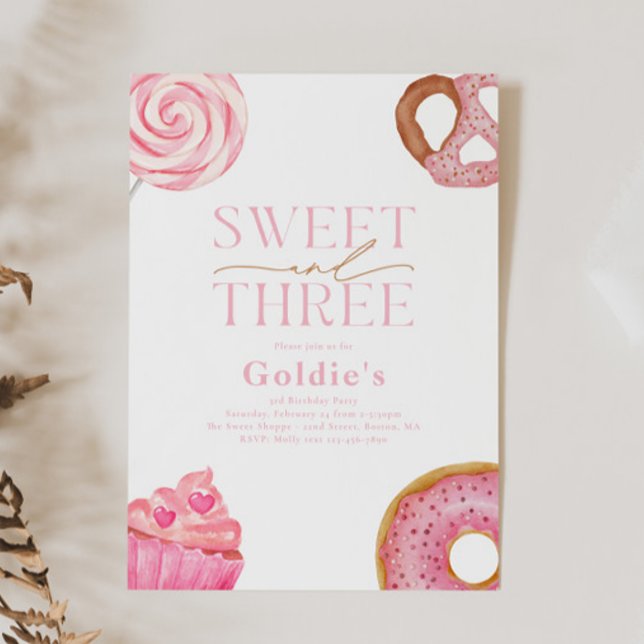 Sweet Three Birthday Party Einladungen (Von Creator hochgeladen)