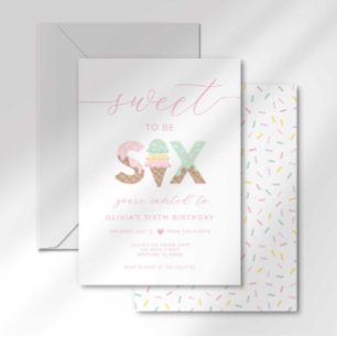 Sweet to be 6 Ice Cream Party Invitation