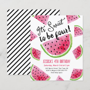 Sweet to be Four Melon Birthday Party Einladung