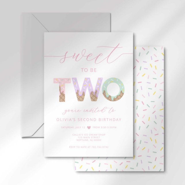 Sweet to be Two Ice Cream Party Invitation (Créateur téléchargé)