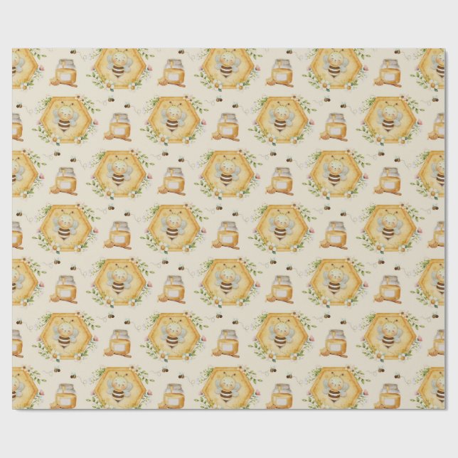 Sweet to Bee One Birthday Gift Wrap Geschenkpapier (Flach)