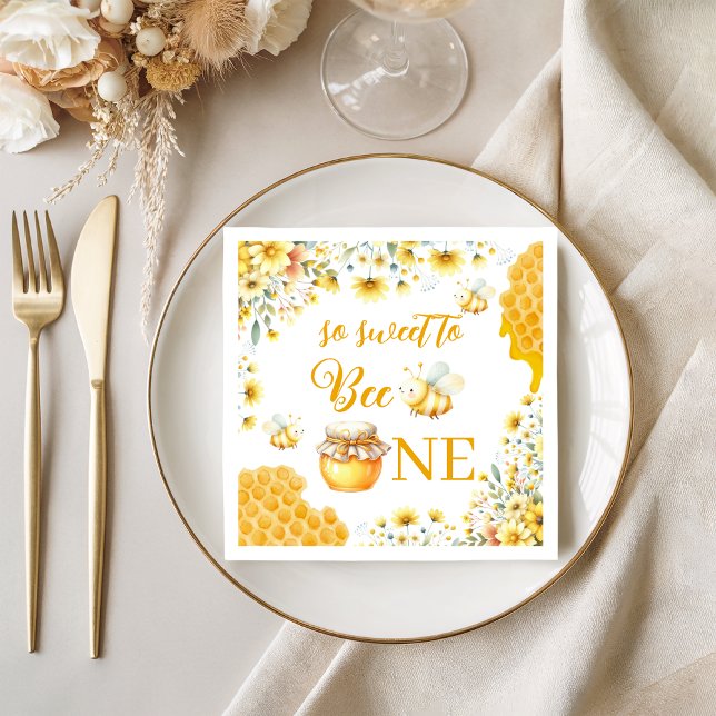 Sweet to Bee One Yellow Floral Napkins Serviette (Von Creator hochgeladen)