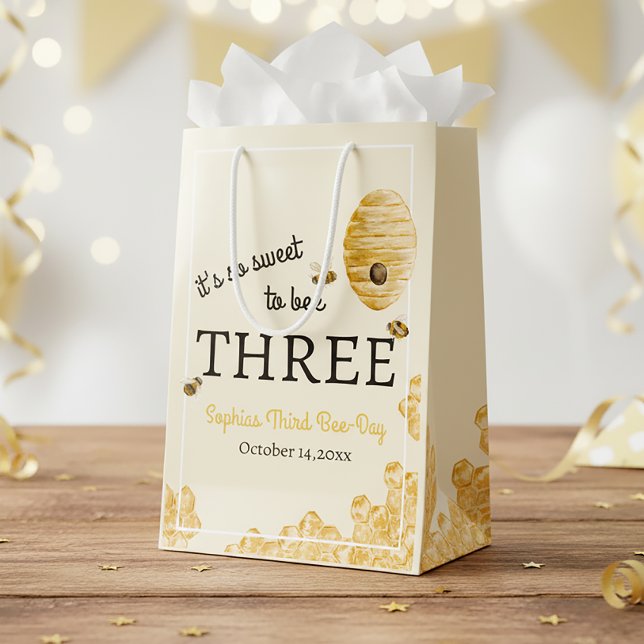 Sweet To Bee Three Third Birthday Bees Honeycomb Mittlere Geschenktüte (Von Creator hochgeladen)