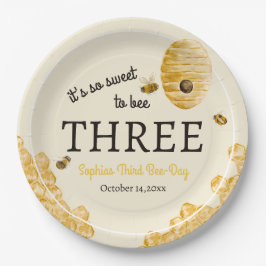 Sweet To Bee Three Third Birthday Bees Honeycomb Pappteller
