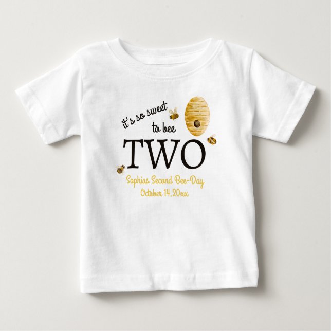 Sweet To Bee Two Second Birthday Bees Honeycomb Baby T-shirt (Vorderseite)