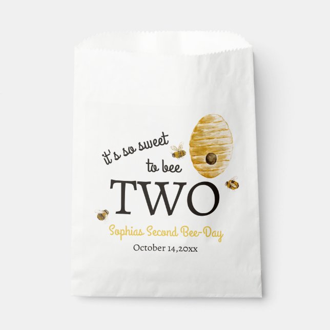 Sweet To Bee Two Second Birthday Bees Honeycomb Geschenktütchen (Vorderseite)