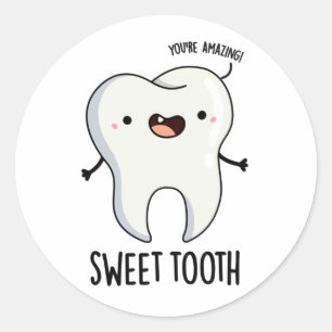 Sweet Tooth Funny Dental Puff Runder Aufkleber