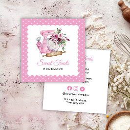 Sweet Treats Bakery Pink Quadratische Visitenkarte