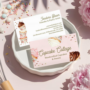 Sweet Treats Cupcakes & Cakes Elegante Blumen  Visitenkarte