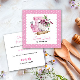 Sweet Treats Pink Thank you Quadratische Visitenkarte