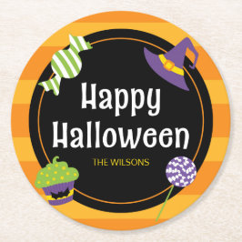 Sweet Trick oder Treat Happy Halloween Party Runder Pappuntersetzer
