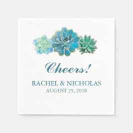 Sweet Trio Succules Wasserfarbe | Hochzeit Serviette