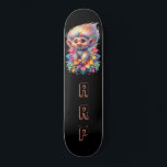 *~* Sweet Troll AP89 Neon Black Initials Blume Skateboard<br><div class="desc">(Suchen Sie den Code AP89 für Troll-Objekte und AP88 für mittelalterliche Themen ) Einfache Übertragung auf andere Zazzle-Produkte. Skateboard im Hintergrund. Die NEON Farben sind nur Pop der TROLL Bilder und LETTERS. Personalisieren / Personalisieren Sie Ihre INITIALE / MONOGRAMM. Whimsical Niedlich lustig Long Hair Troll . Helle RAINBOW Neonfarben. Dies...</div>
