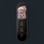 *~* Sweet Troll AP89 Neon Black Initials Blume Skateboard<br><div class="desc">(Suchen Sie den Code AP89 für Troll-Objekte und AP88 für mittelalterliche Themen ) Einfache Übertragung auf andere Zazzle-Produkte. Skateboard im Hintergrund. Die NEON Farben sind nur Pop der TROLL Bilder und LETTERS. Personalisieren / Personalisieren Sie Ihre INITIALE / MONOGRAMM. Whimsical Niedlich lustig Long Hair Troll . Helle RAINBOW Neonfarben. Dies...</div>