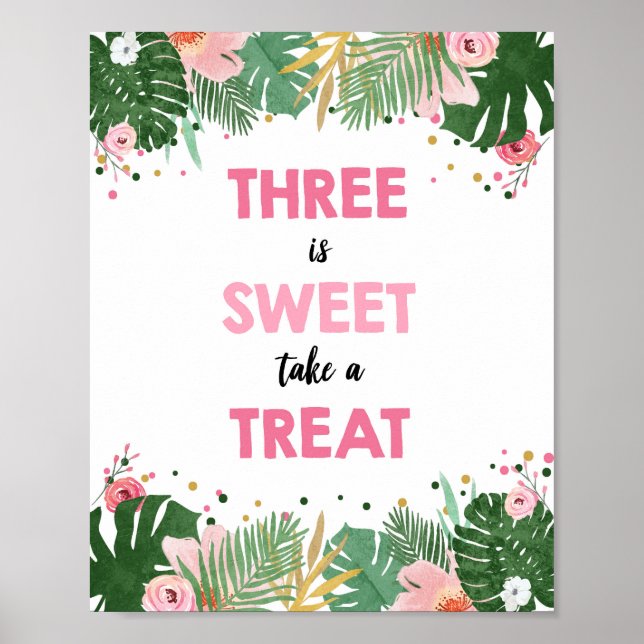 Sweet Tropical Safari Girl Geburtstagszeichen Poster (Vorne)