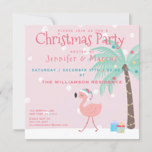 Sweet Tropical Santa Flamingo Weihnachtsfest Party Einladung