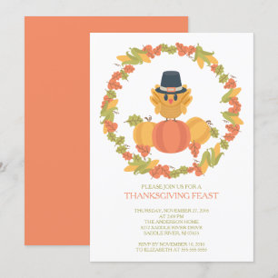 Sweet Turquie Day Thanksgiving Dîner Invitation