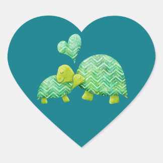 Sweet Turtle Hugs Mama und Baby Herz-Aufkleber