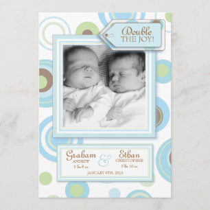 Sweet Twin Boys Raute Foto Geburtsankündigung Ankündigung
