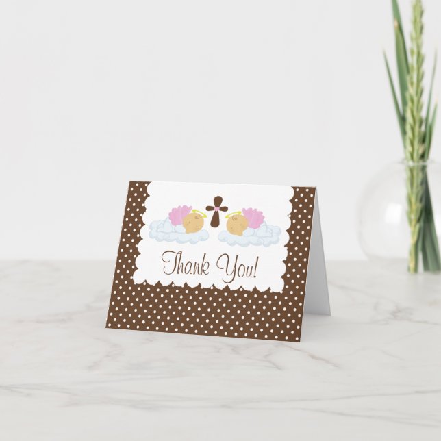 Sweet Twin Girls Taufe Vielen Dank Note Card Dankeskarte (Vorderseite)