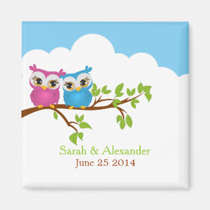 Sweet Twins Owls Boy Girl Babymagnet Magnet