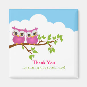 Sweet Twins Owls Girl Baby Danke Magnet