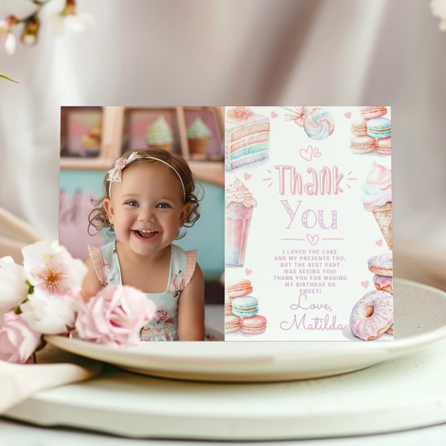 Sweet une crème glacée carte de remerciements phot (Créateur téléchargé)
