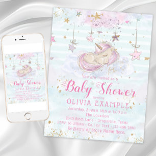 Sweet Unicorn Baby Shower Einladungen