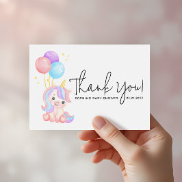 Sweet Unicorn Balloons Pastel Baby Shower Dankeskarte