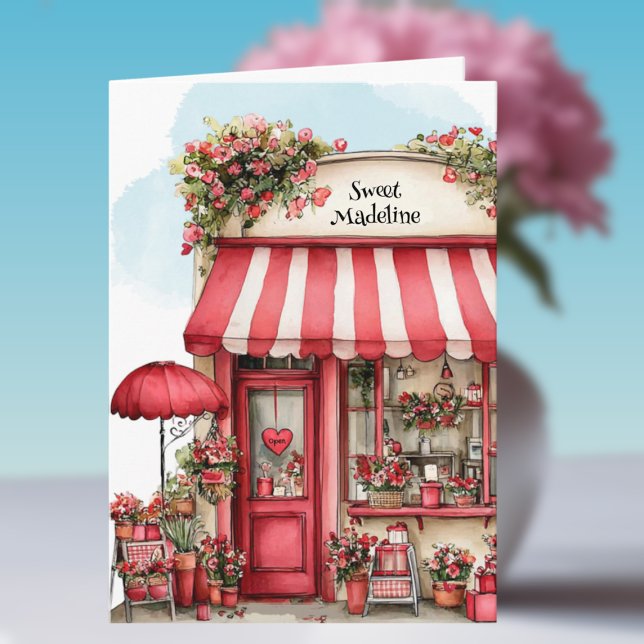 Sweet Valentine Flower Shop Personalized Karte (Von Creator hochgeladen)
