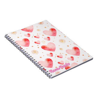 Sweet Valentine Heart Pattern with Golden Glitter Notizblock