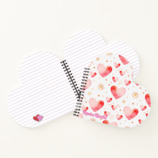 Sweet Valentine Heart Pattern with Golden Glitter Notizbuch