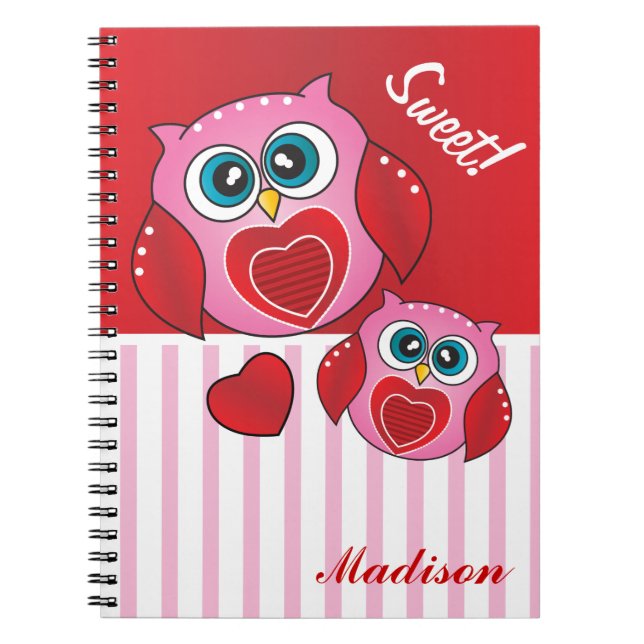 Sweet Valentine Owls Notizblock (Vorderseite)