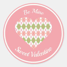 Sweet Valentine Raute Herzrosa und Grün Runder Aufkleber