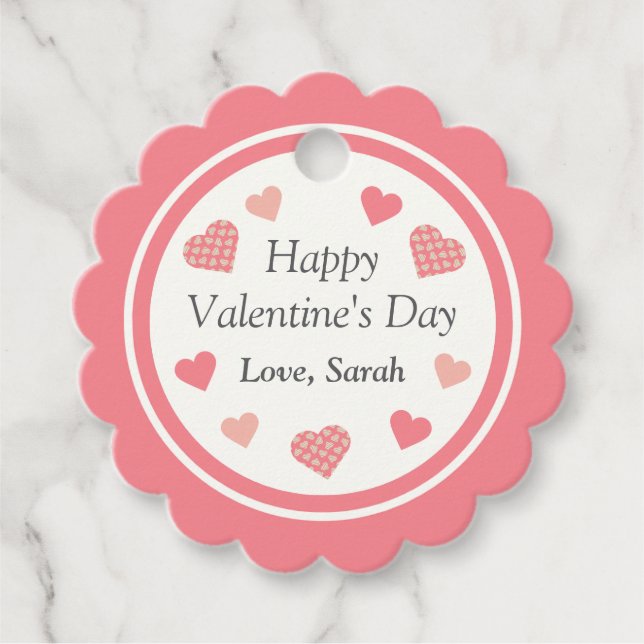 Sweet Valentine Raute hört dunkelrosa Geschenkanhänger (Vorderseite)