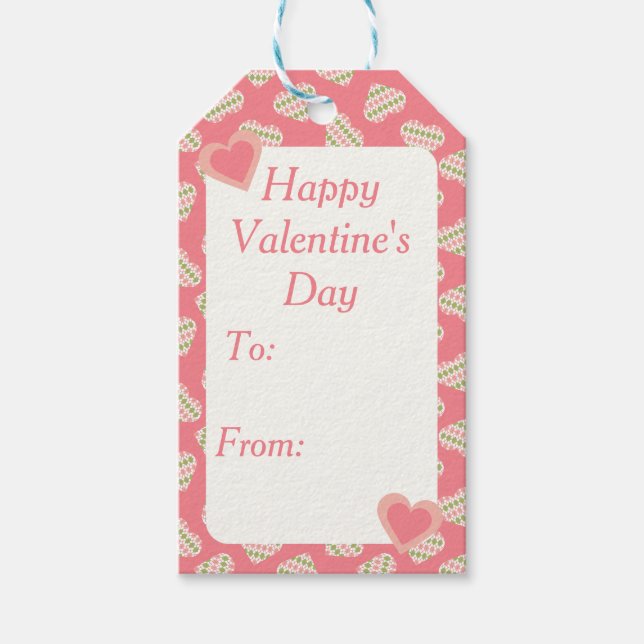 Sweet Valentine Raute hört dunkelrosa Geschenkanhänger (Vorderseite)