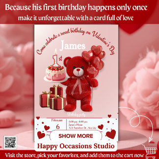 Sweet Valentine’s Birthday Invite – 1st Birthday Einladung