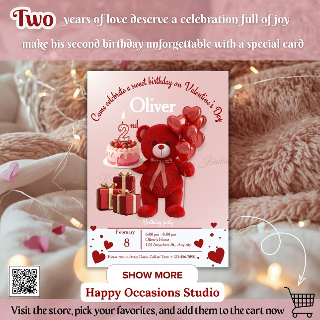 Sweet Valentine’s Birthday Invite – 2nd Birthday Einladung (Von Creator hochgeladen)