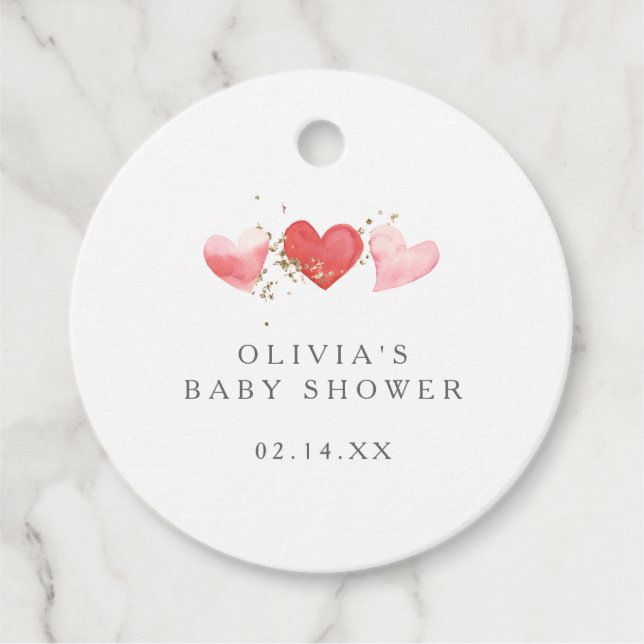 Sweet Valentine Sweetheart Hearts Baby Dusche Geschenkanhänger (Vorderseite)