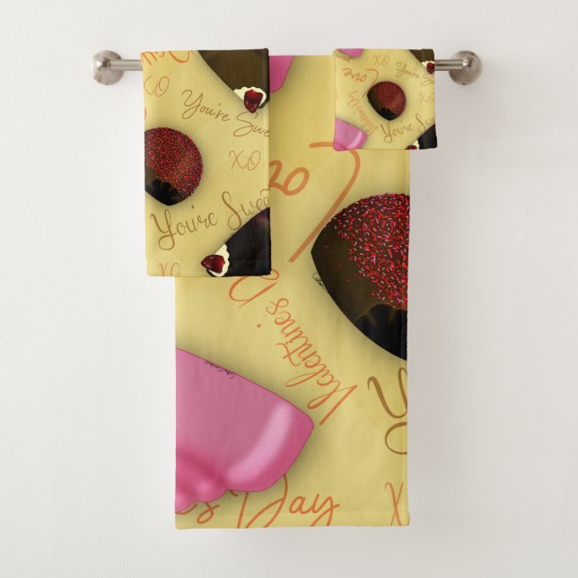 Sweet Valentine - Valentine's Day Candy Pattern Badhandtuch Set (Insitu)