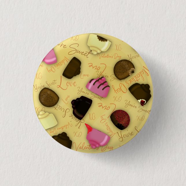 Sweet Valentine - Valentine's Day Candy Pattern Button (Vorderseite)