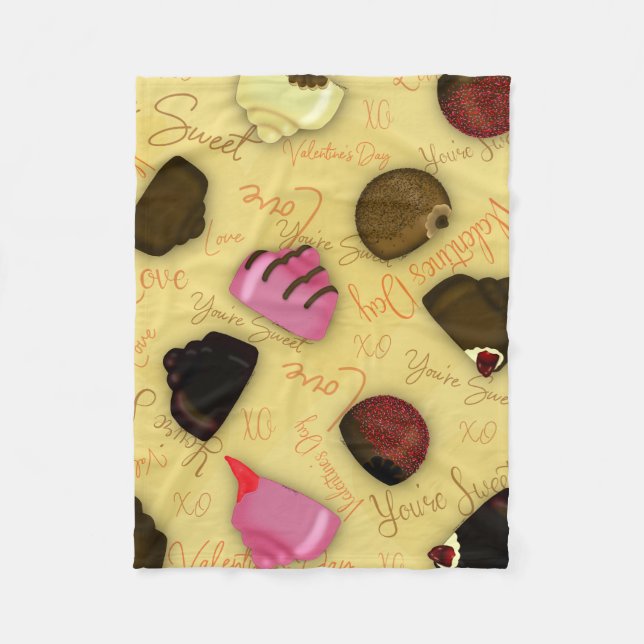 Sweet Valentine - Valentine's Day Candy Pattern Fleecedecke (Vorderseite)