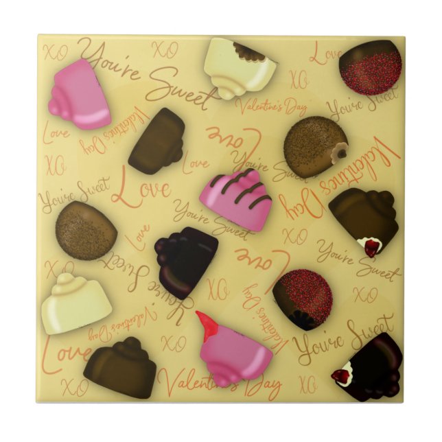 Sweet Valentine - Valentine's Day Candy Pattern Fliese (Vorderseite)