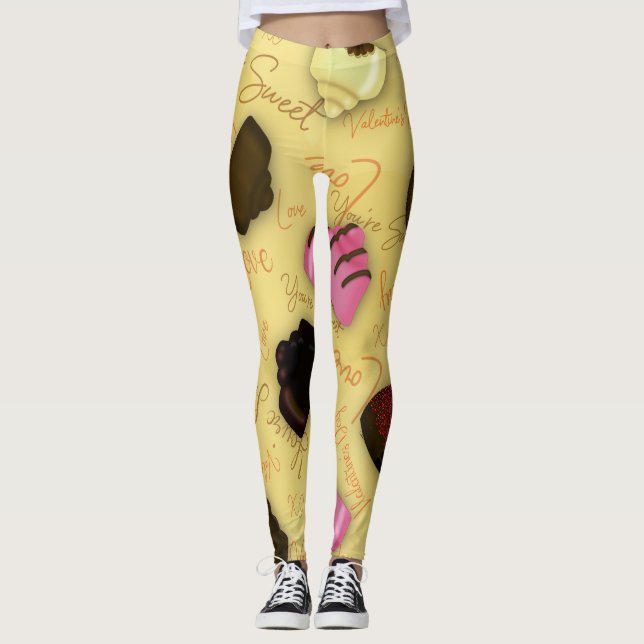 Sweet Valentine - Valentine's Day Candy Pattern Leggings (Vorderseite)