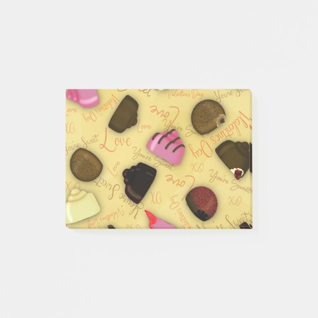 Sweet Valentine - Valentine's Day Candy Pattern Post-it Klebezettel (Vorderseite)