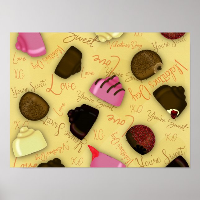 Sweet Valentine - Valentine's Day Candy Pattern Poster (Vorne)