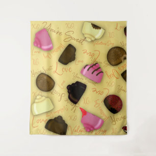 Sweet Valentine - Valentine's Day Candy Pattern Wandteppich